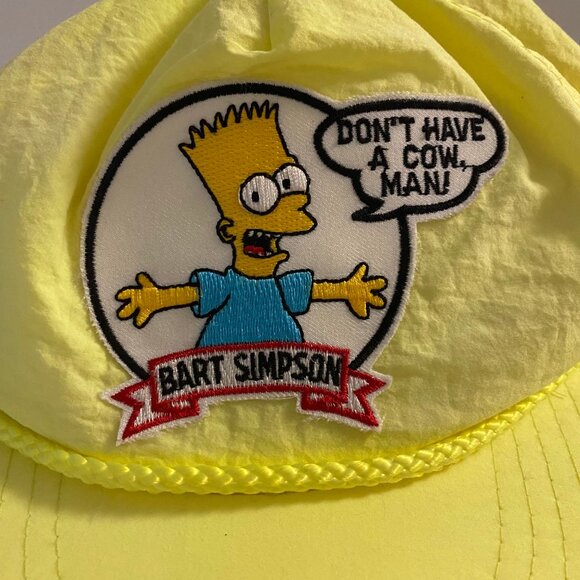 vintage 1990 bart simpson embroidered patch neon snapback cap - Picture 2 of 12